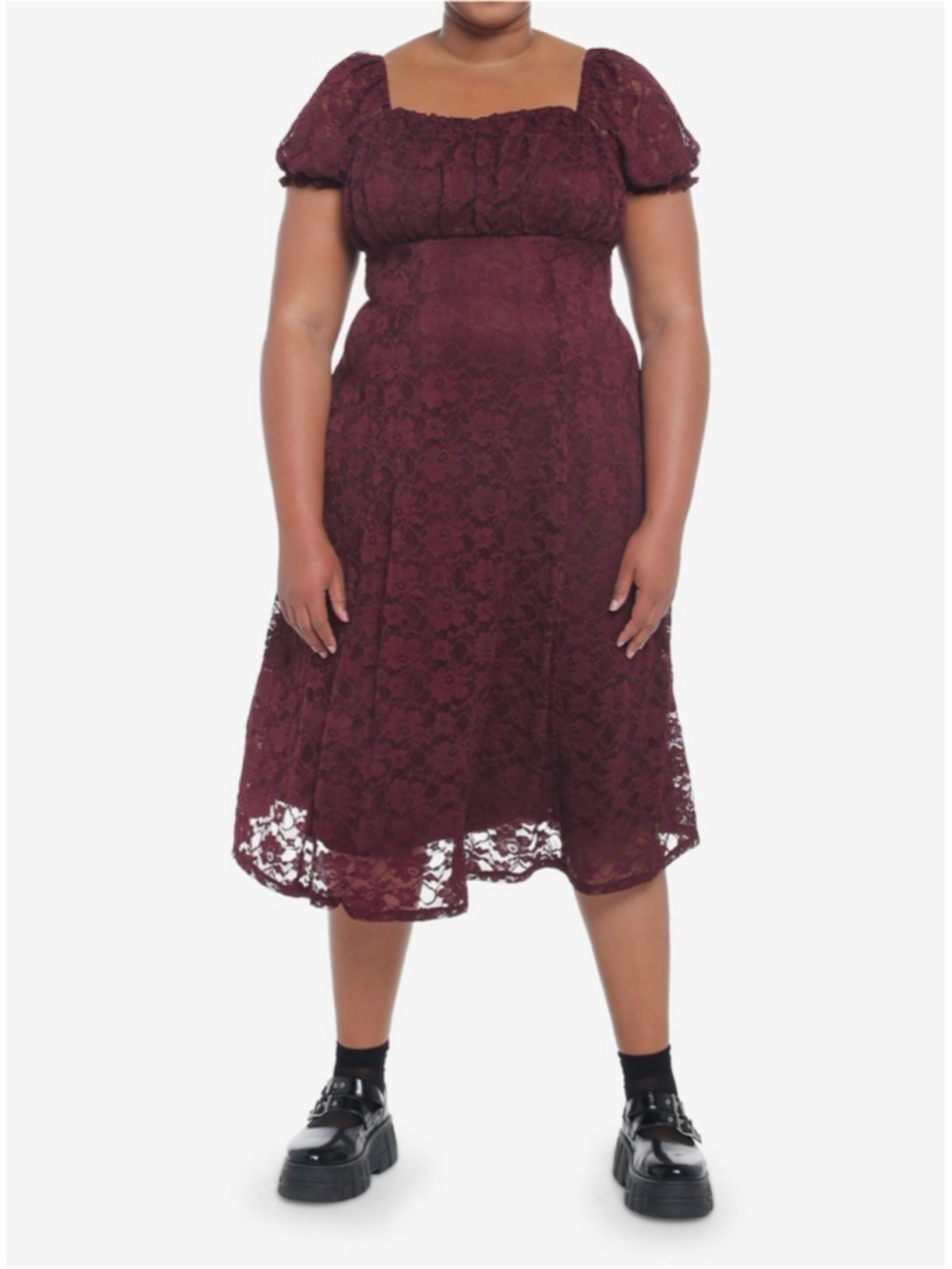 Women's Thorn & Fable Burgundy Lace Midi Dress Plus 1X